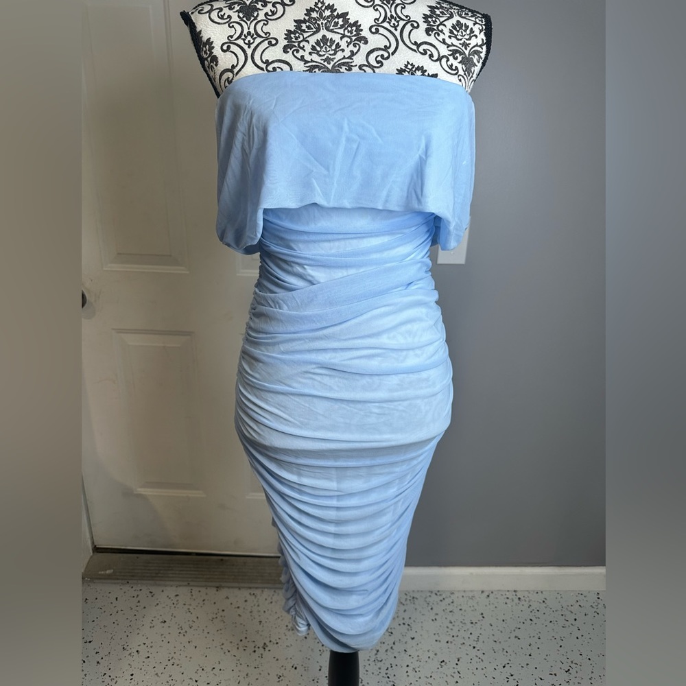 #8 Ready And Ruched Mesh Midi Dress